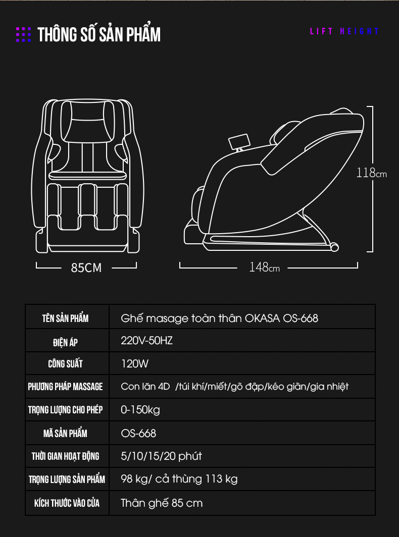Hình ảnh Ghế massage toàn thân Okasa OS-668